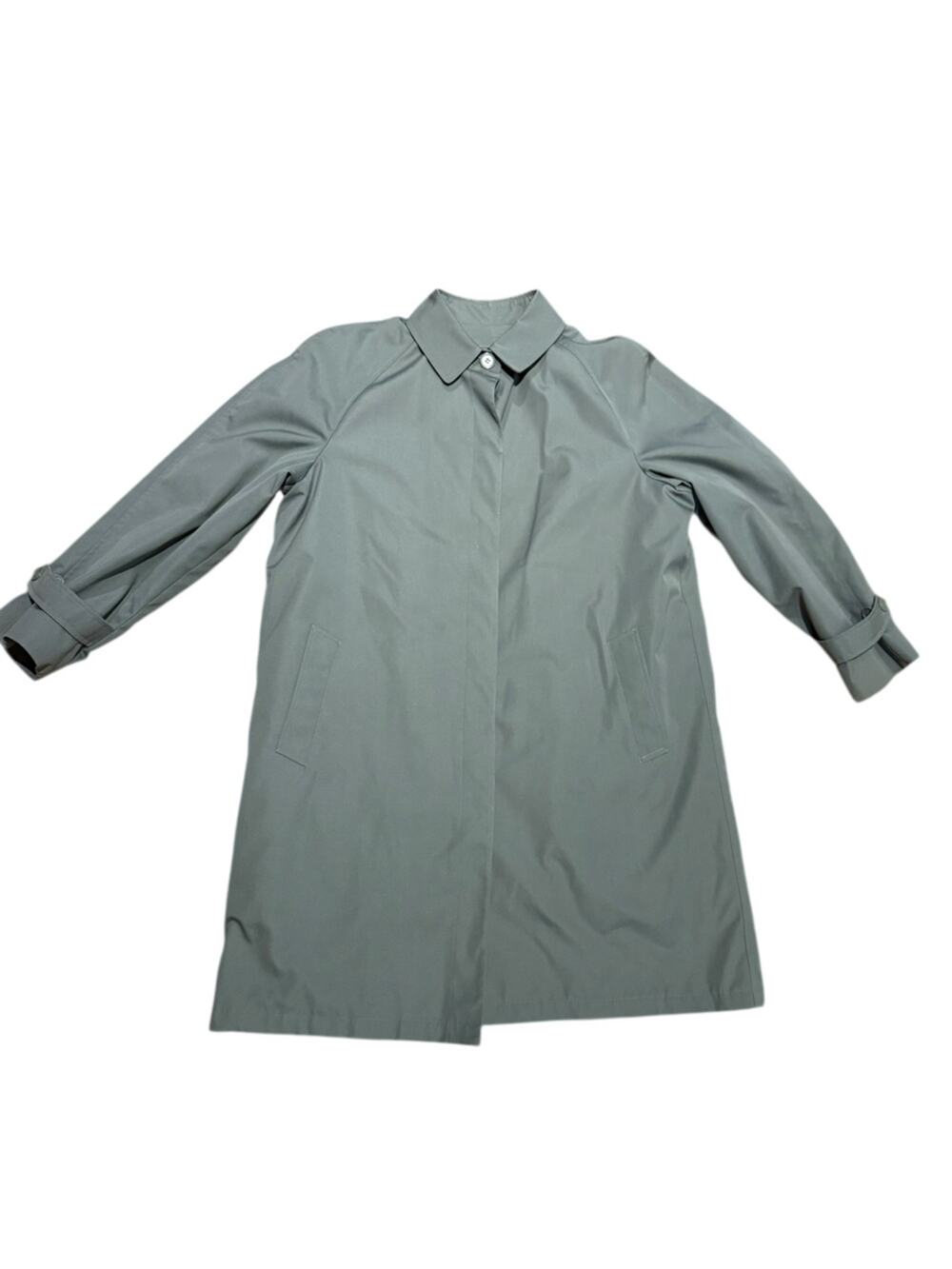 London Towne Women’s 16R Gray Button Up Trench Coat/jacket Removable Lining
